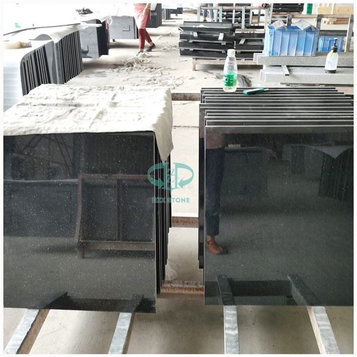 Black Galaxy Granite Kitchen Floor Tiles