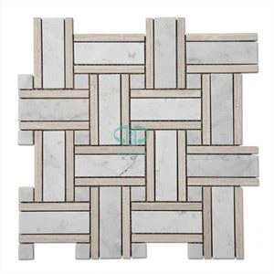 Dlaždica z Carrarského mramoru Basketweave