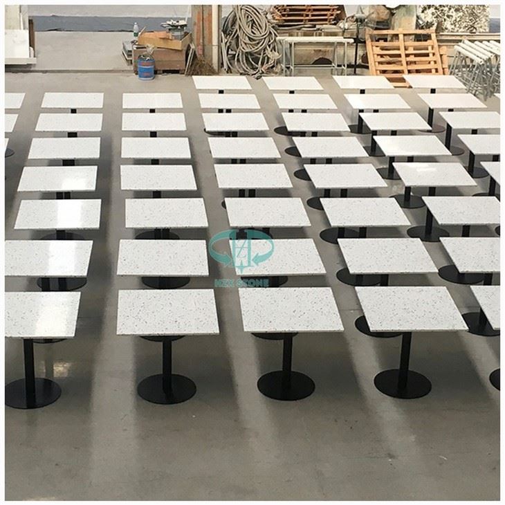 White Terrazzo Stone Square Table